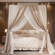 Home Linen Double Layer Palace Ground Floor Mosquito Net Three Doors 1 8m1 5m Bed Encrypted Thickened Shading Wind Shield Bed Mantle