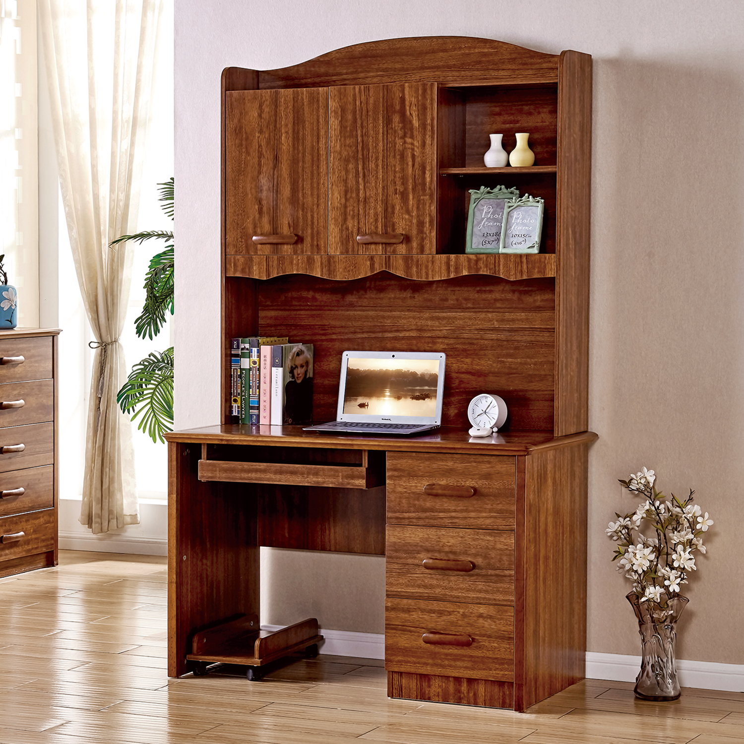 电脑台式桌家用实木电脑桌卧室学习桌阳台书桌