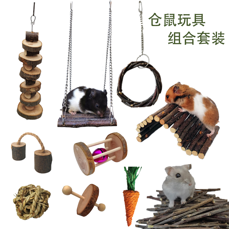 Hamster Golden Silk Bear Dutch Pig Parrot Wooden Toy Rollers Drying Apple Branches Grindles Bite Strings