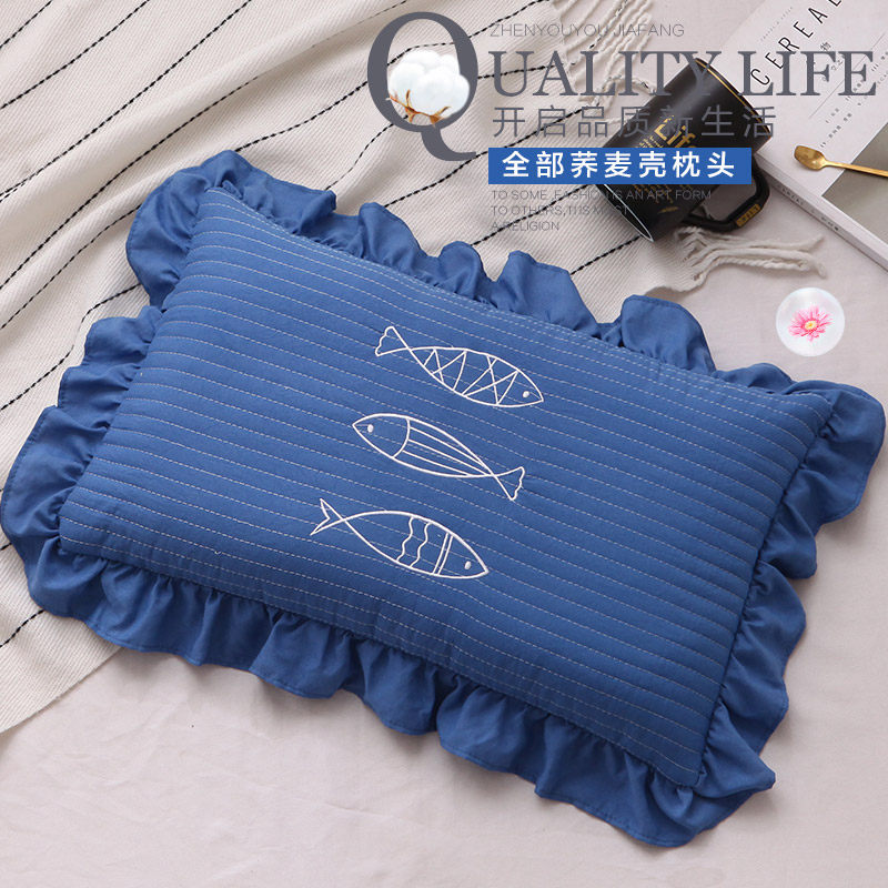 Pure buckwheat pillow core children's full buckwheat skin hard pillow adult single student health care cervical spine Qiao Mai pillow