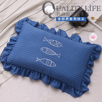 Pure Buckwheat Pillow Core Children Whole Buckwheat Skin Hard Pillow Adult Single Student Health Care Cervical Spine Joe Wheat Pillow