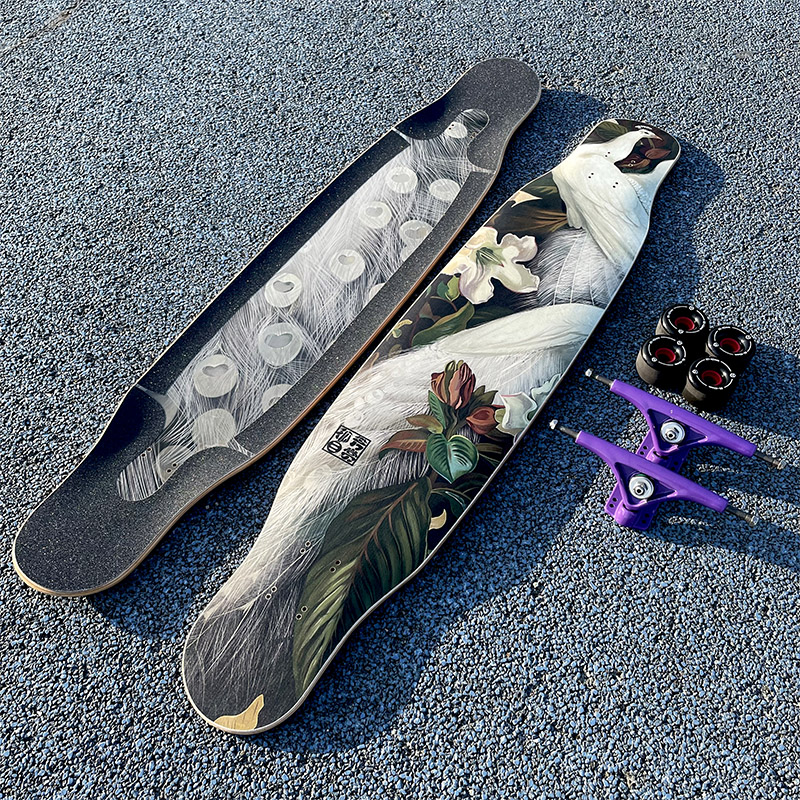 Tree poison professional board lonely self-appreciation all-round long board skateboard dance board flat flower men and women glass fiber brush street replacement beginner