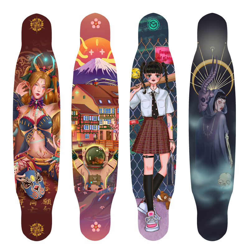 Tree Poison Long Board Skateboard Girls Dance Board Children Professional Entrance Beginner All-round Board Flat Flowering Road Brush Street Scooter-Taobao