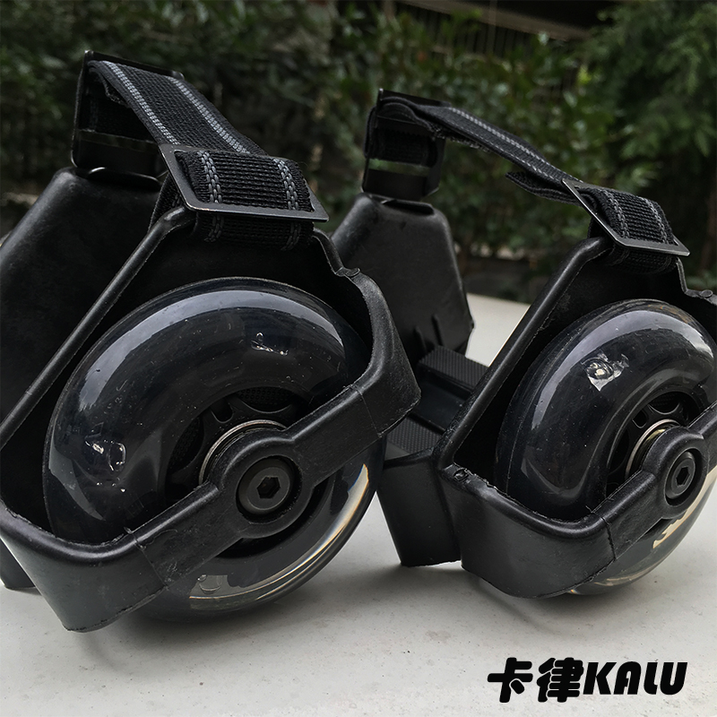 Upgraded Version Pu Nylon Adult Wind Fire Wheel Shoe Storm Walking Shoe Wheel Heel Pulley Two Wheels Portable Wheel Sliding Shoe