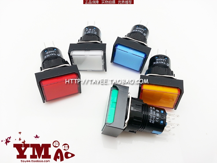 tayee Shanghai Tianyi 16mm rectangular illuminated push button switch LA42 (B)PSDJ-11 22 self-locking button