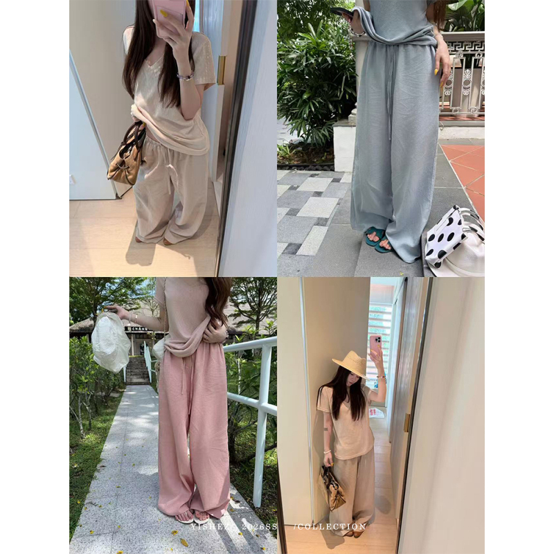 Yishez "Tiancai Breathable Pants" Pear-Shaped Figure-Flattering Pants with a Drapey Feel, Loose Texture, Breathable Wide-Leg Pants