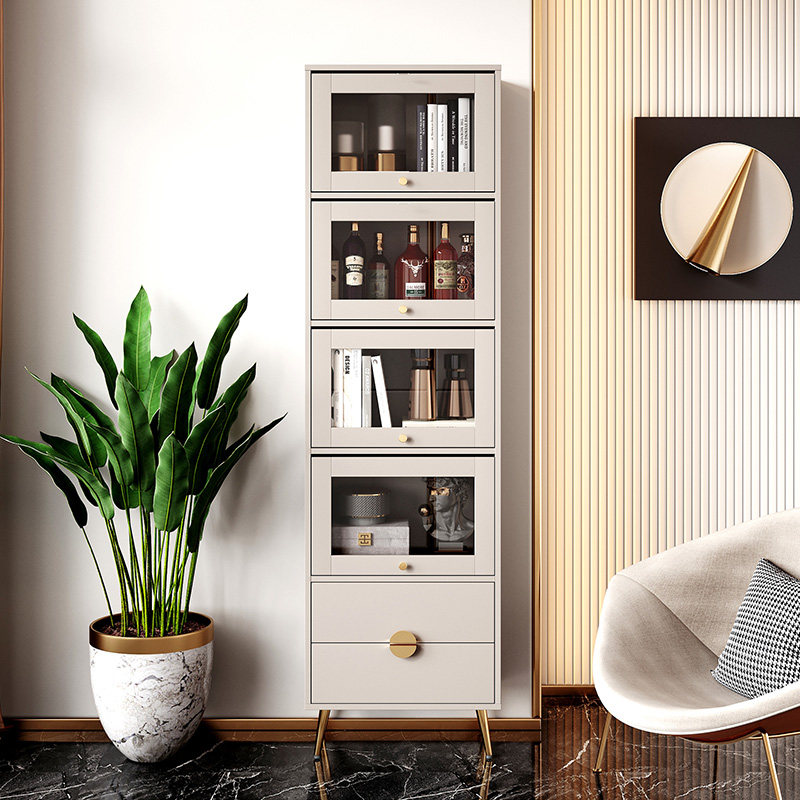 Nordic light luxury tipping bucket bookcase dustproof glass door modern minimalist floor-to-ceiling small apartment 60cm storage storage bookshelf