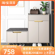 Light luxury home shoe cabinet sitting stool integrated against the wall home door large-capacity simple modern foyer storage porch cabinet