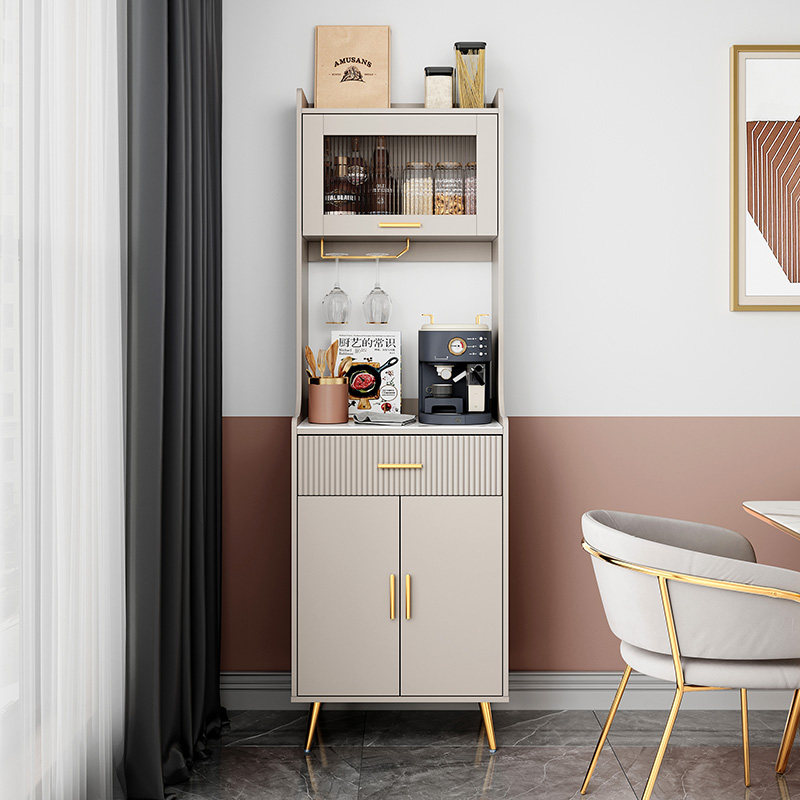 Italian-style light luxury slate dining cabinet small apartment narrow storage integrated wall high cabinet kitchen storage storage tea cabinet