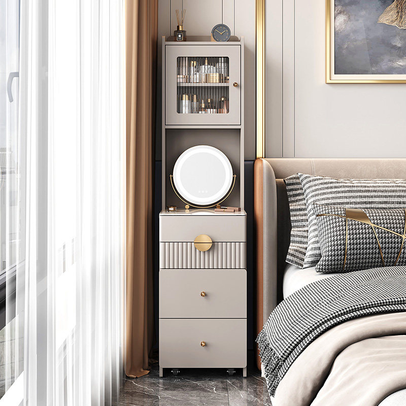Light luxury rock slab dressing table bedroom small apartment storage cabinet integrated modern minimalist mini high-end narrow dressing table