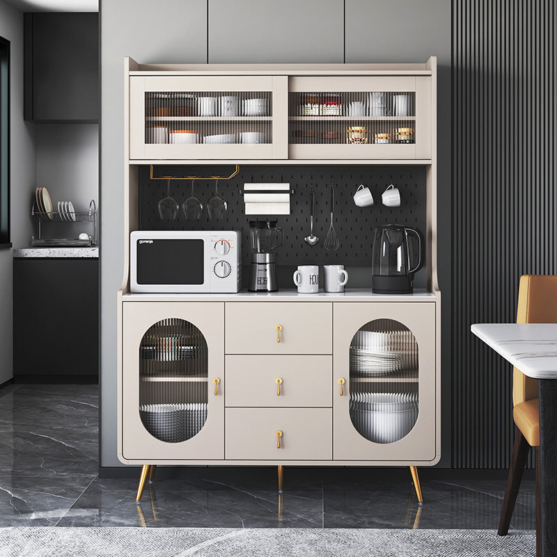 Nordic dining cabinet modern light luxury rock board tea wine cabinet locker large-capacity kitchenware storage cupboard