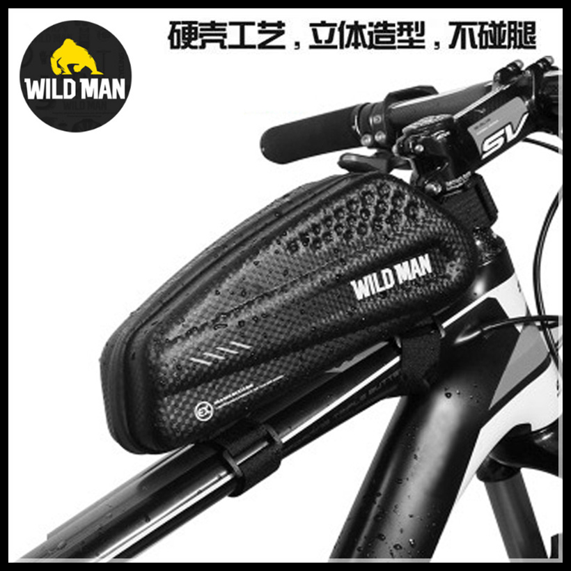 Carbon pattern hard shell bicycle bag waterproof top tube head bag mountain road bike front beam bag saddle bag riding equipment accessories