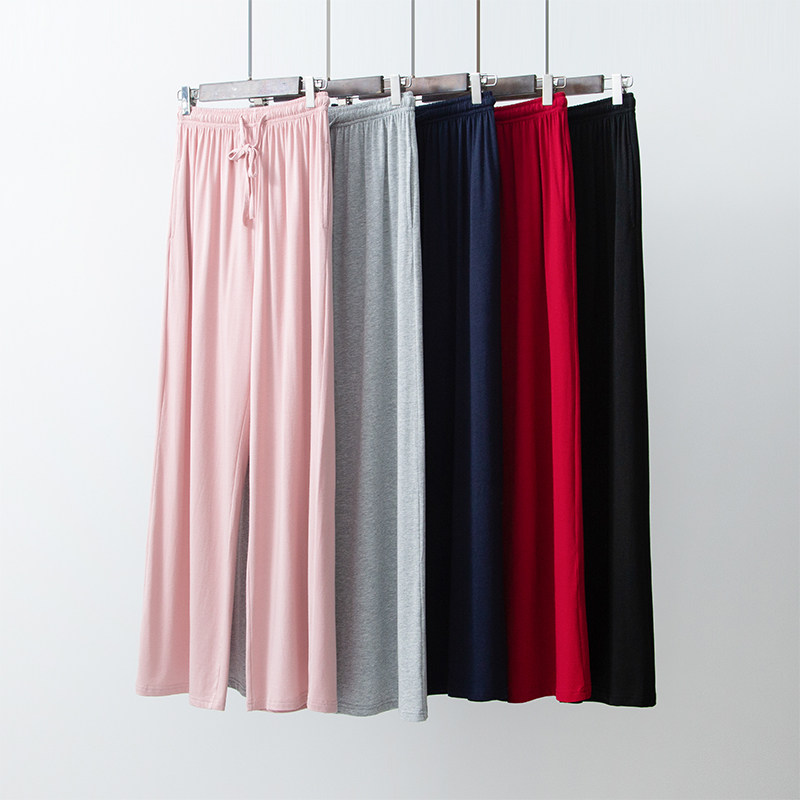 Sleeping Pants Woman Fall Long Pants Loose Home Broadlegged Yoga Pants Modale Cotton exterior wearing spring and summer thinicure pure color