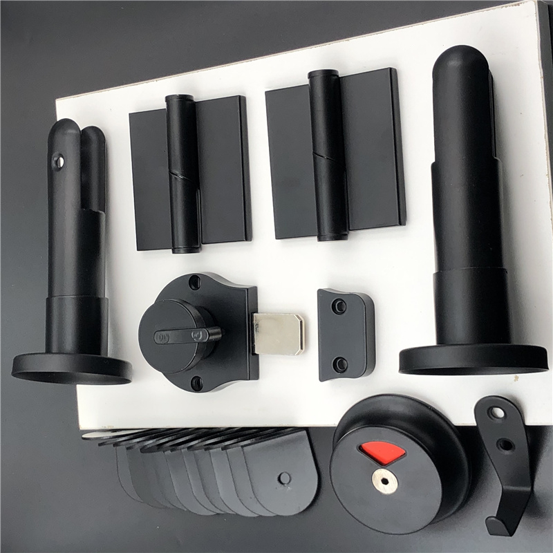 Public Toilet Makeup Room Separator Five Gold Accessories 304 Stainless Steel Black Support Feet Hinge Indication Lock Suit