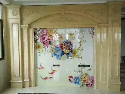Factory direct TV background wall European living room imitation jade stone stone marble Roman column double column