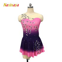 Forno custom children adult figure skating clothes Girls performance competition examination skirt pink and purple gradient drill sleeveless drill