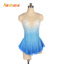 Fono figure skating suit skating suit air yoga pole dance children adult Girl competition Light Blue