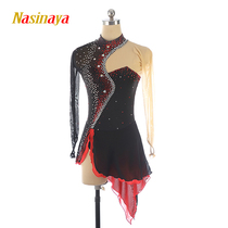 Figurine de patinage de glace Vêtements personnalisés enfants adultes filles de compétition robe noir couleur rouge