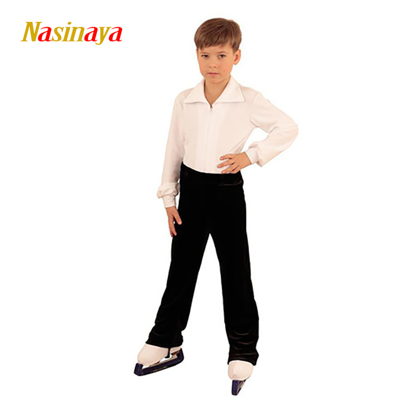 Forno figure skating suit suit with ice suit training suit boy adult black nylon even body blouse with trousers velvet