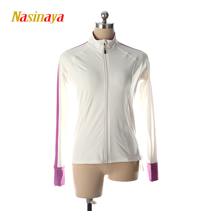 Fono Customized Children Adult Figure Skating Suit Jacket Jacket Training Suit Splicing Color Bar Skating White 1