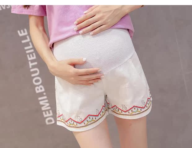Mùa hè 2018 bà bầu mới quần quần nâng bụng thời trang thủy triều mẹ thêu quần harem thêu cỡ lớn cho bà bầu đồ bầu cao cấp