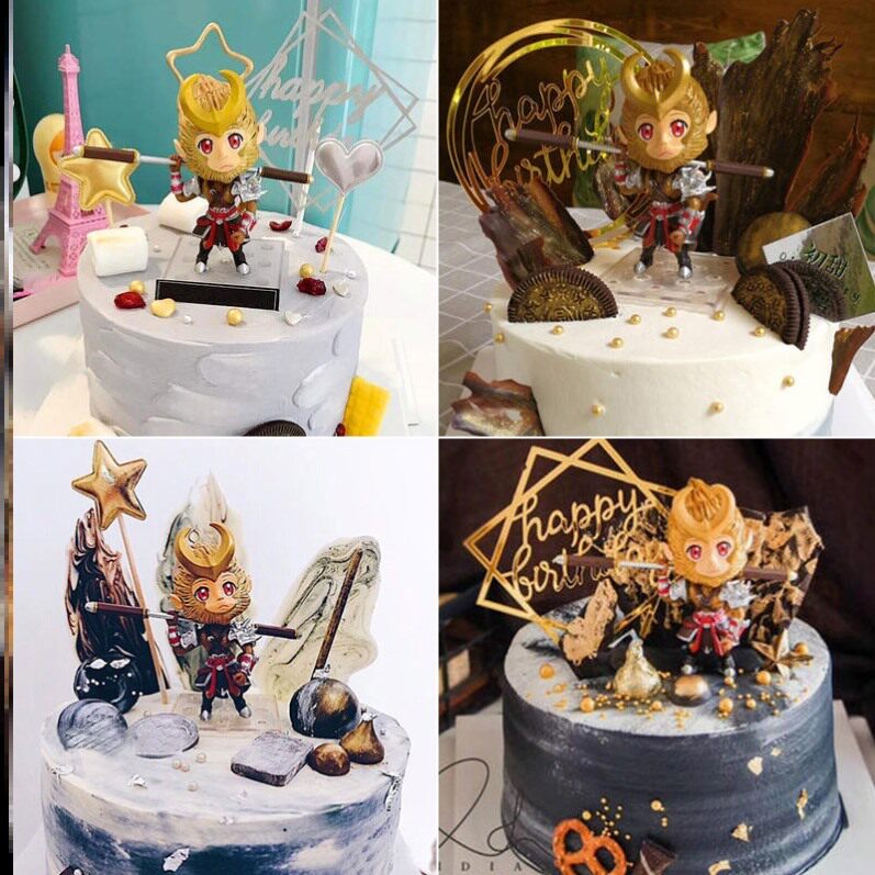 Glory King Play Glory Birthday Cake Shop Ornament Decoration 2021 New Gold Hoop Stick Monkey King Monkey King