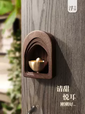Suction door style wind chime Japanese solid wood copper bell long ride Bell doorbell door reminder housewarming gift wind bell door hanging