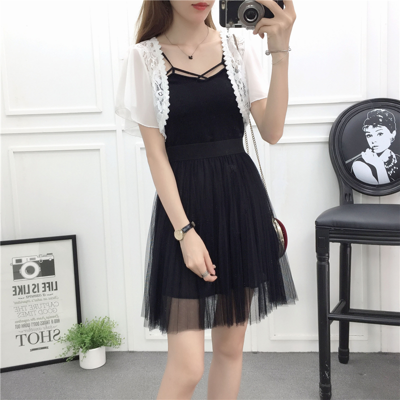 Khăn choàng nhỏ ren cardigan ngắn tay áo voan nữ áo khoác nhỏ mùa hè hoang dã đoạn ngắn bên ngoài áo vest nhỏ vai mỏng áo sơ mi trắng nữ