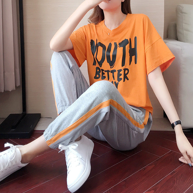 Pregnant Woman Spring Summer Suit Fashion Out of Exodus Spicy Moms Tummy Tummy Personality Summer Net Red Sports Two Suits