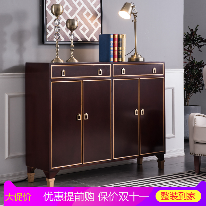 American-style solid wood shoe cabinet light luxury living room porch cabinet home door large-capacity storage cabinet post-modern simplicity