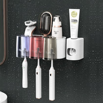 Toothbrush holder traceless bathroom wall-mounted punch-free household tooth cup inverted drain rack toiletries storage rack