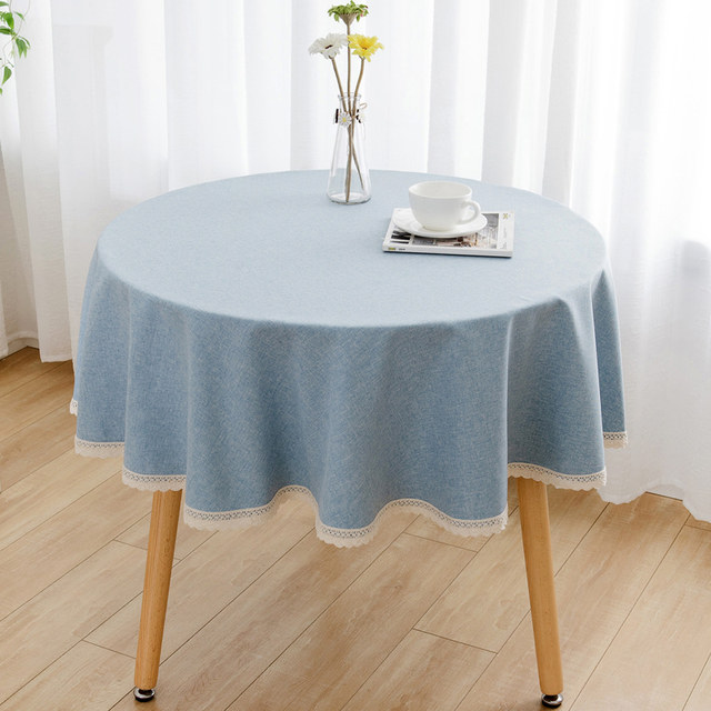 Small round table tablecloth waterproof and oil-proof no-wash home light luxury high-end solid color dining table cloth round coffee table tablecloth