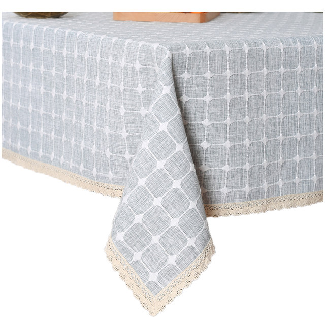 Thickened plaid tablecloth cotton and linen cloth art small fresh tablecloth square light luxury high-level living room tea table cover cloth