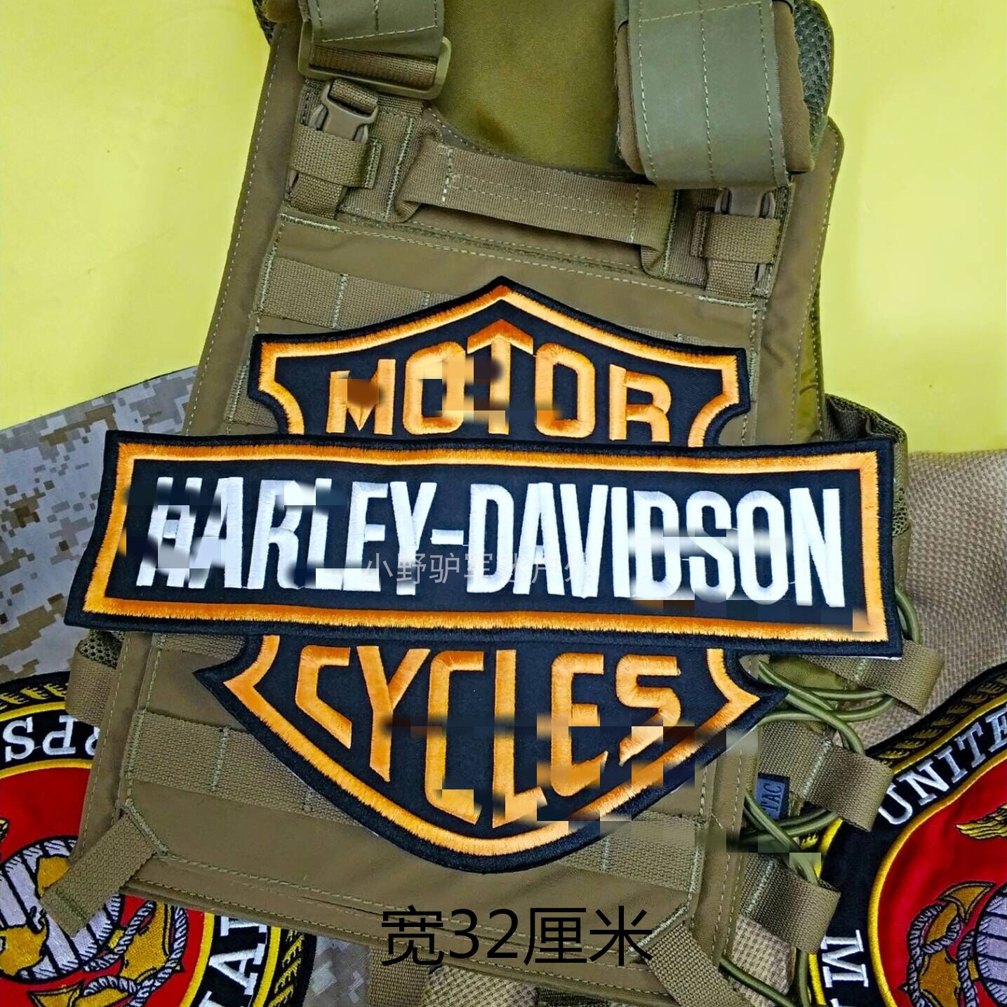 Harley motorcycle heavy machine racing suit leather accessories armband back film clothing stickers embroidery logo hook and loop custom backpack stickers