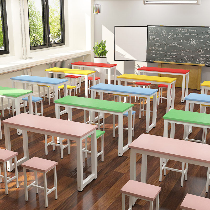 School tutoring class primary and secondary school students desks and chairs long table learning hand-painting art training single-person combination