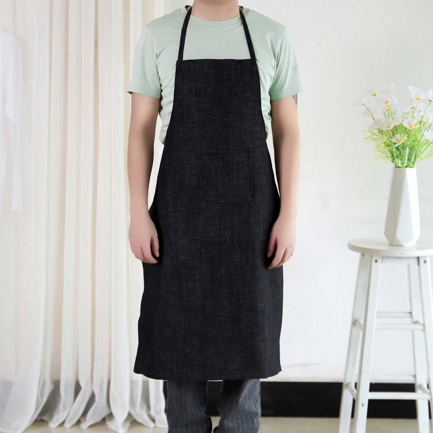 Denim apron labor cloth apron work denim apron wear-resistant labor protection apron thickened woodworking industry