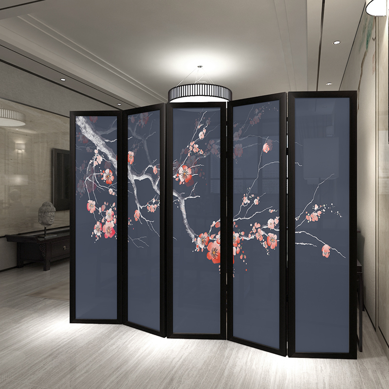 Modern Chinese Screen Partition Fashion minimalist Office Bedroom Living room Solid Wood Translucent Xuanguan movable folding screen