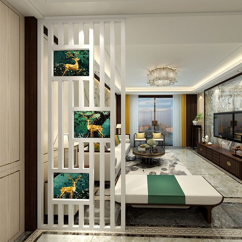 Nordic Modern Minimalist Solid Wood Entrance Door Living Room Genguan Partition Decorative Wall Wood Grilles Shelter Home Screen