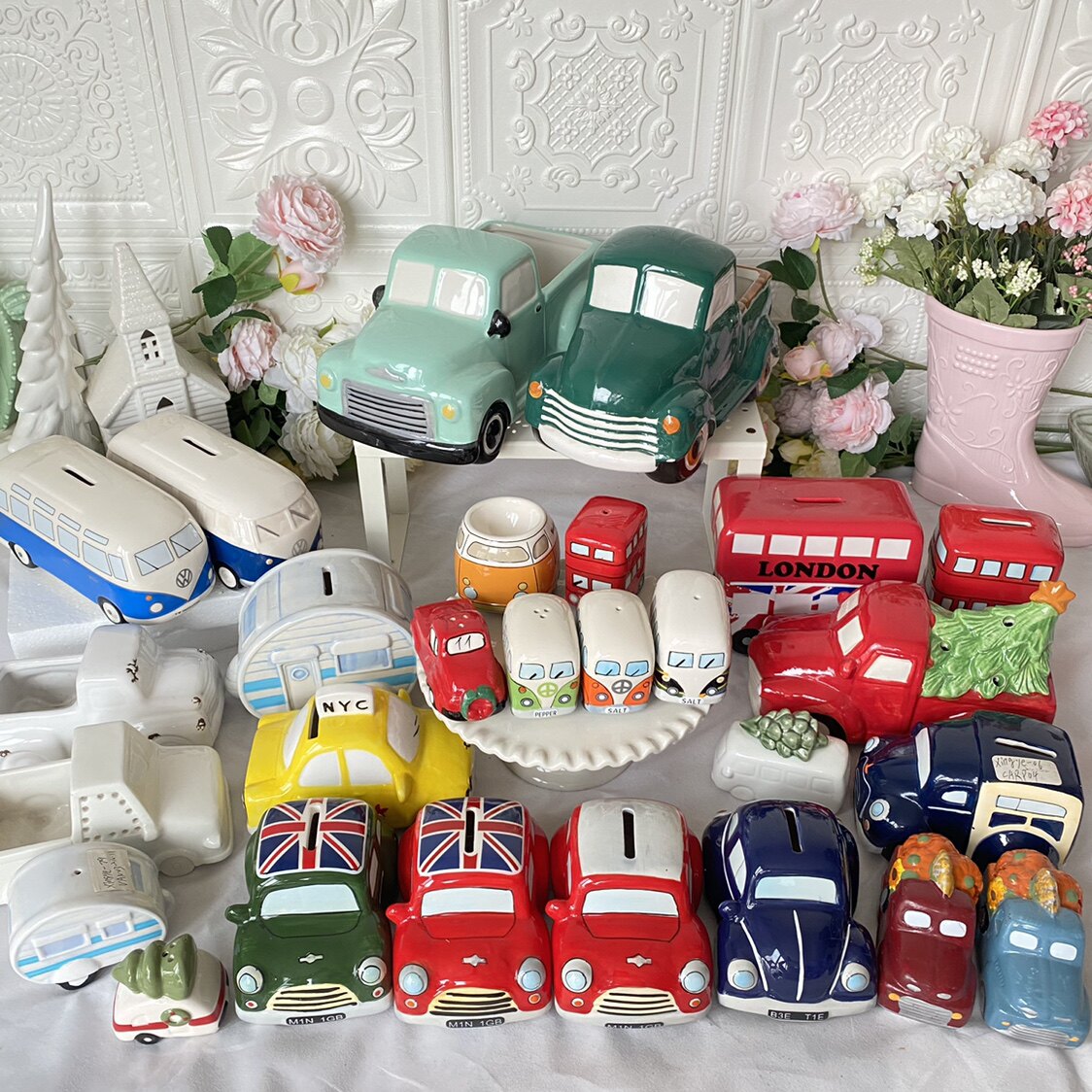 Simple Nordic American country home garden decorations simulation scene ceramic car decorations are all imperfect