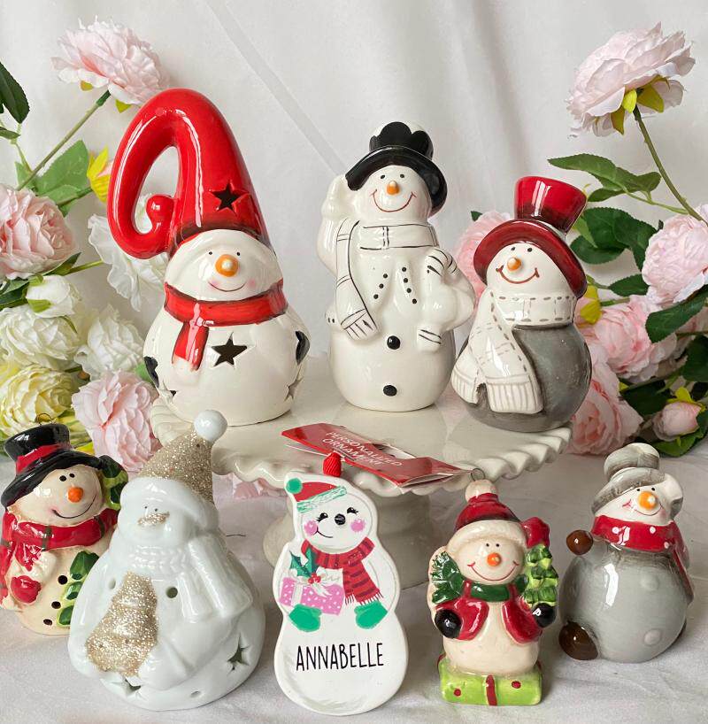 Simple North European and American style rural home courtyard simulation scene ceramic snowman Christmas old man Christmas decoration pendant