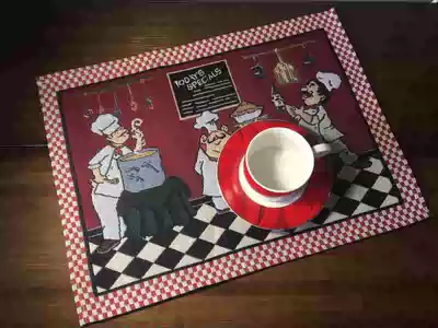 American Country European Retro Mediterranean ins Style Pit Tablecloth Student Table Mat 33*47 Happy Fat Chef