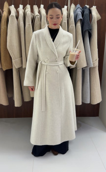 2025冬季加厚双面羊毛大衣女长款显瘦羊毛呢子外套系带气质赫本风