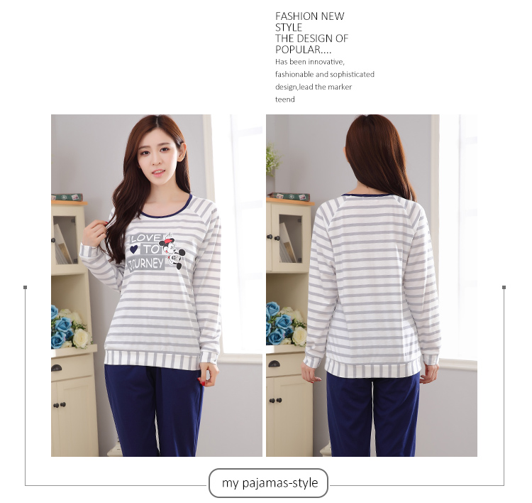Bộ đồ ngủ nữ mùa xuân và mùa thu mỏng phần cotton dài tay phù hợp với phiên bản Hàn Quốc của bà mẹ ngọt ngào có thể mặc nhà mùa thu đồ mặc nhà cao cấp