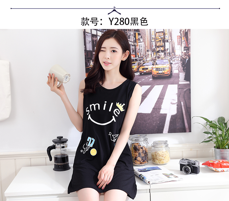 Bông cộng với phân bón XL mùa hè cotton không tay lỏng nightdress casual vòng cổ nữ mùa hè cotton 200 kg đồ ngủ