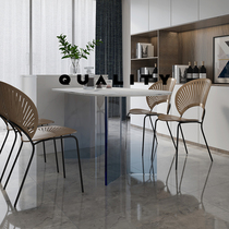 New suspension light luxury modern elliptical small family table Gradual color acrylic rock tables and chairs combined household