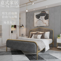 Nordic Light Luxury Iron Bed Golden Iron Bed 1 5 Soft Package Single Bed Simple Double Iron Rack Bed 1 8m