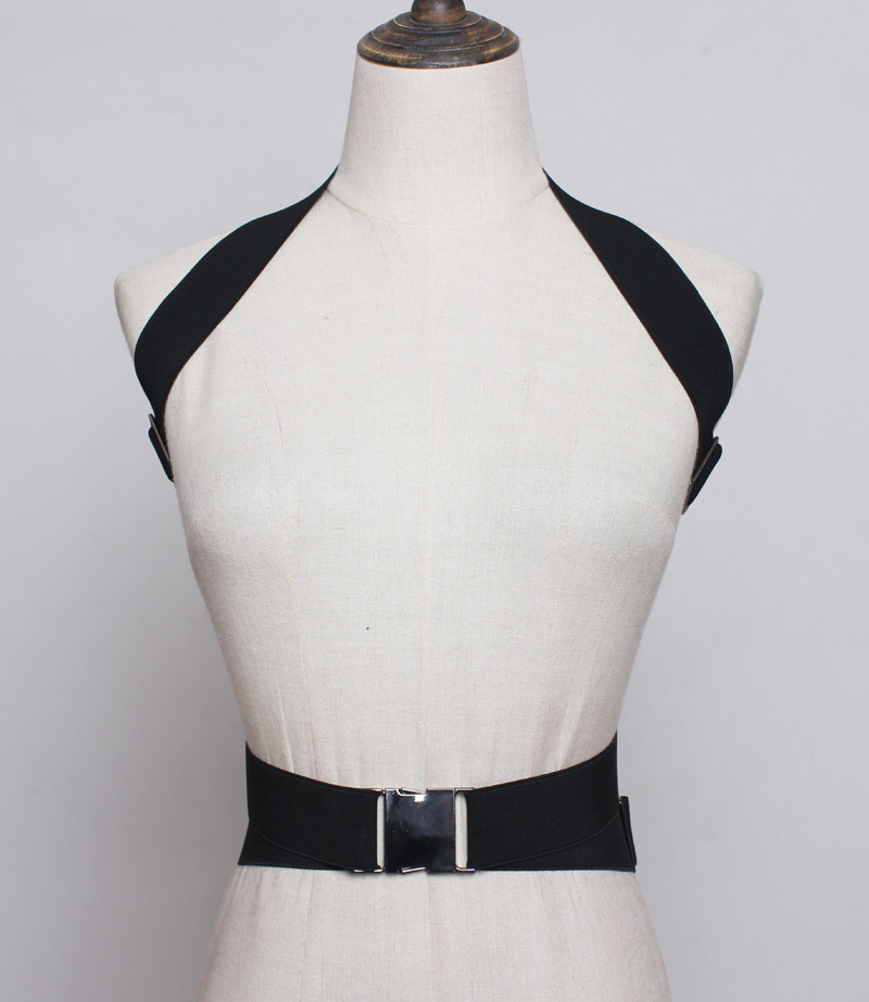 European and American fashion style dark rock system Harajuku Gothic punk restraint belt collar with harness belt new strap