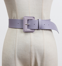 Japanese trend square pin buckle belt female decorative windbreaker dress tunic waistband Joker casual simple pu wide belt