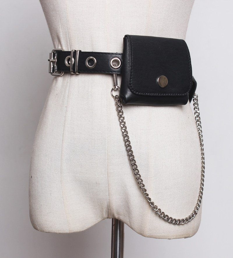 One ins wind small bag in one hand, all-match retro copper buckle cool fashionista belt belt pocket bag female