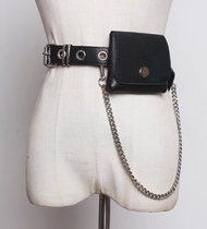 Human hand a ins Wind small bag Joker retro copper buckle cool fashion expert belt belt running bag women